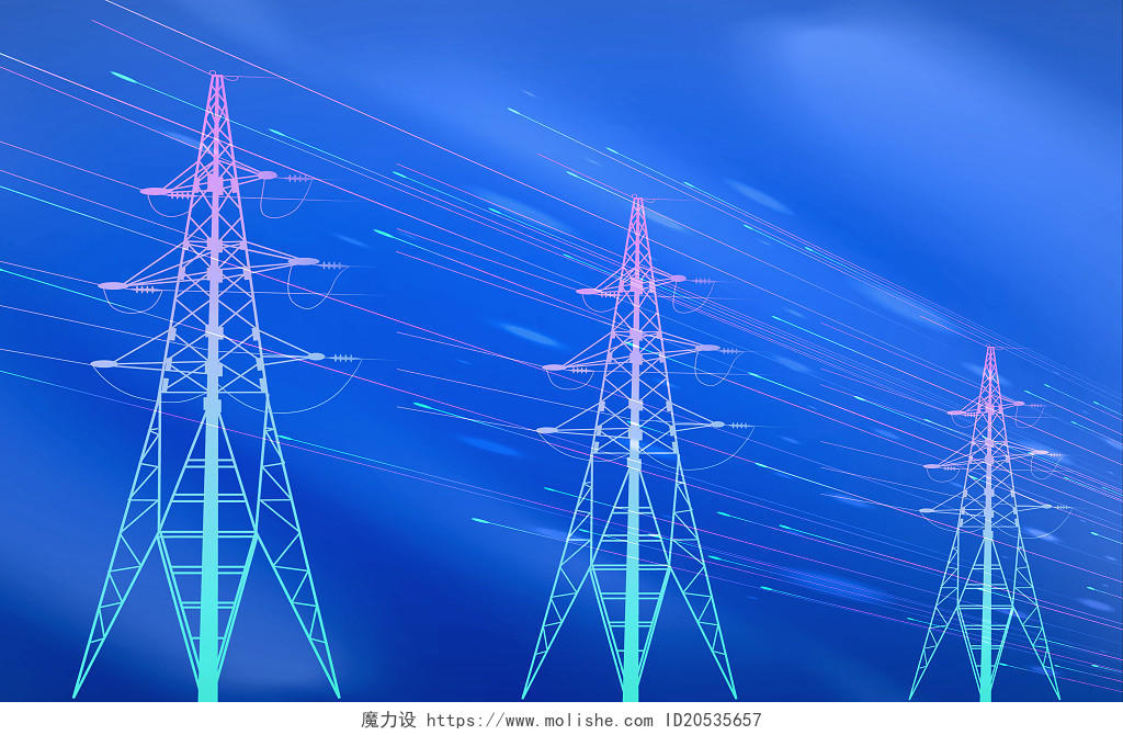 创意简约电力电线剪影抽象线条几何能源素材背景海报电力背景